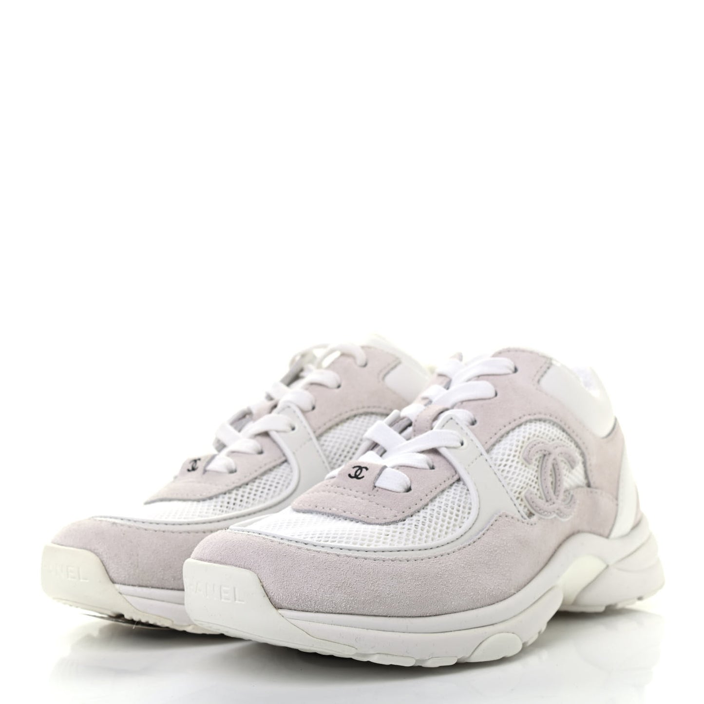 Suede Calfskin CC Sneakers 37 White Grey