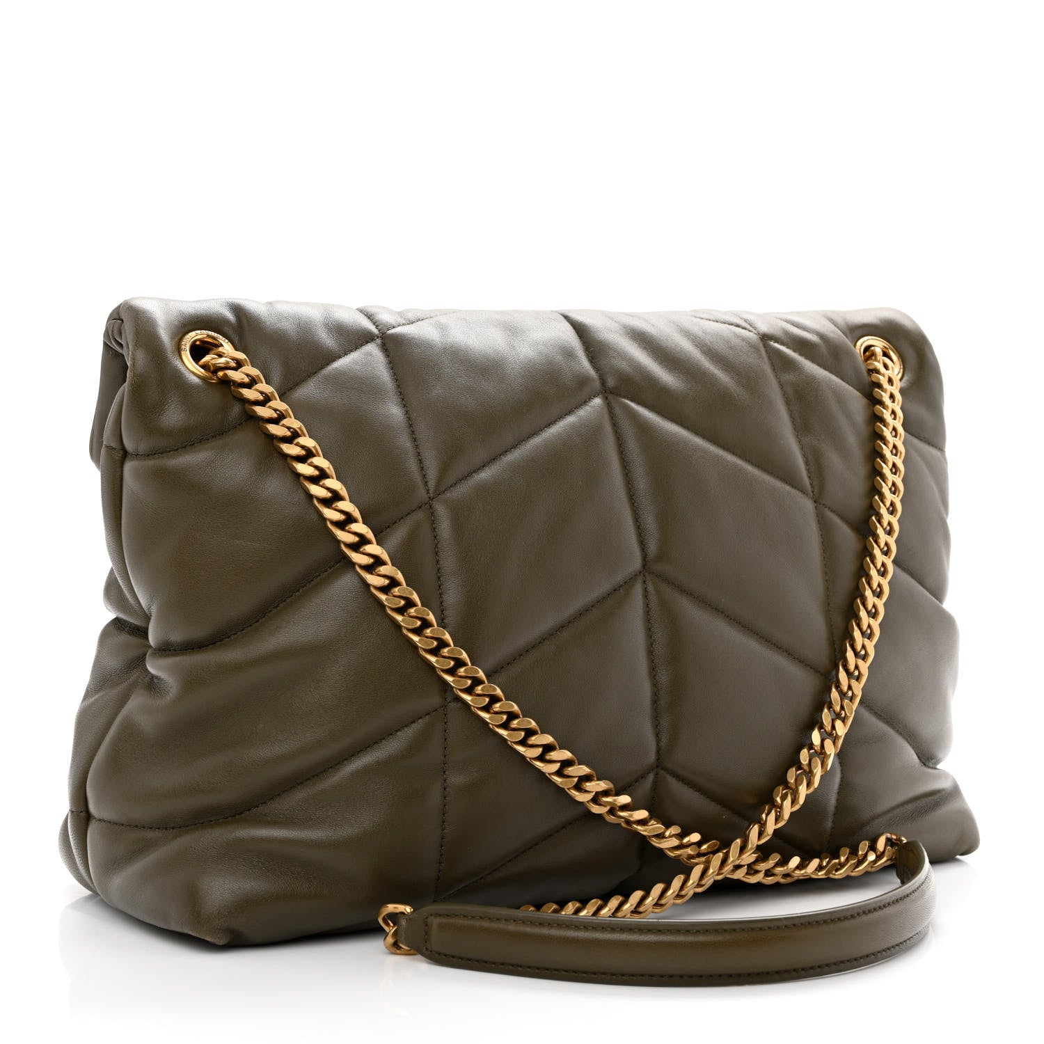Saint Laurent Lambskin Quilted Medium Loulou Puffer Monogram Chain Satchel Seaweed 3 of 11