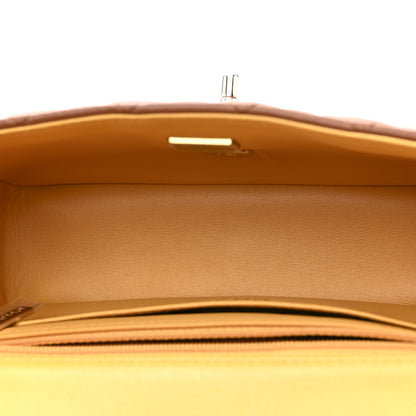 Chanel Lambskin Quilted Bi-Color Mini Top Handle Rectangular Flap Light Brown Yellow 5 of 11