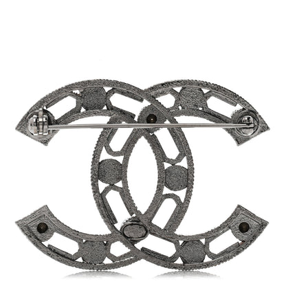 Chanel Ruthenium Crystal CC Brooch 3 of 5