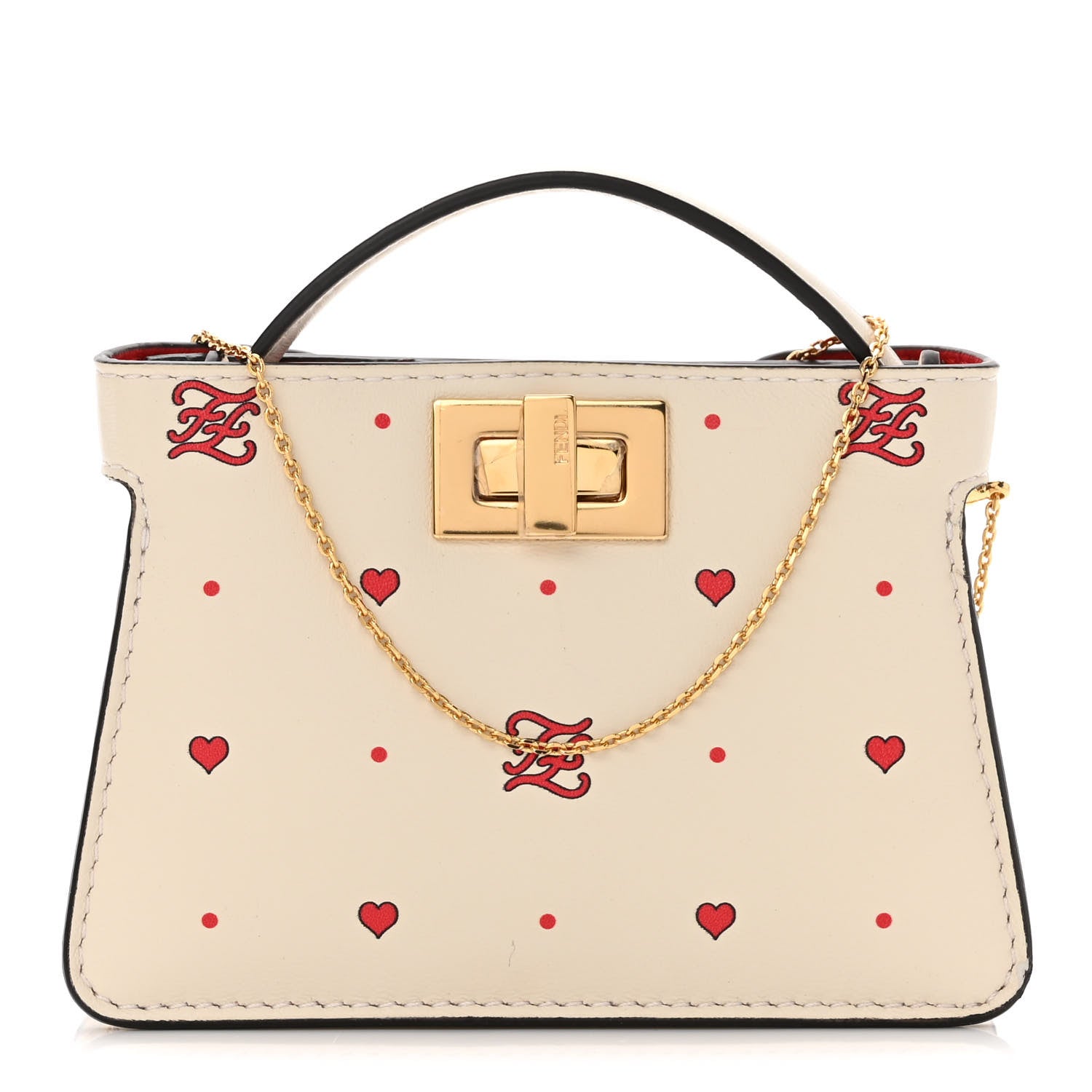 Fendi Nappa Chinese Valentines Day Karligraphy Embroidered Pico Peekaboo Charm Panna Rosso Cardinale 1 of 9