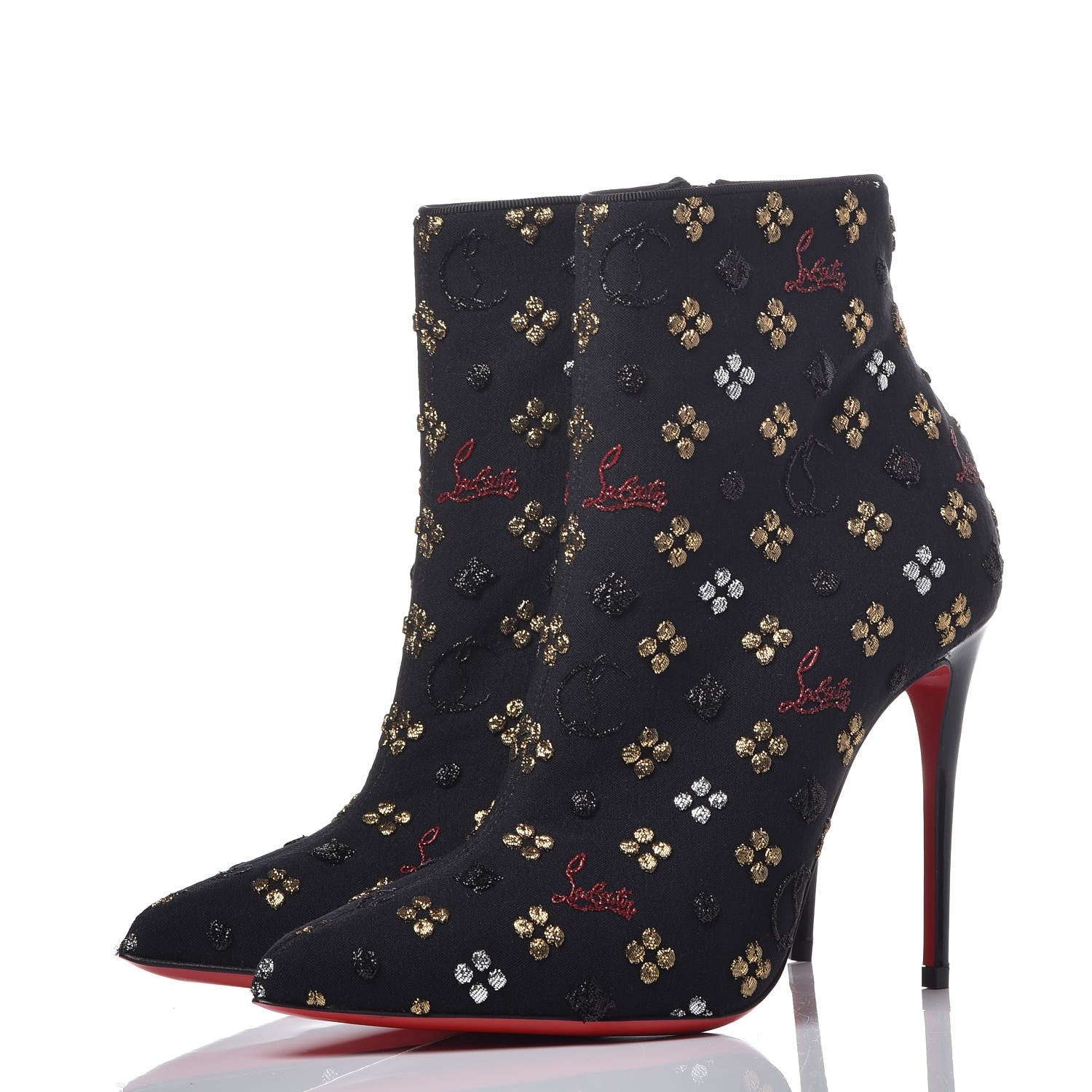 Christian Louboutin Jacquard Loubi In The Sky So Kate Booty 100 Ankle Boots 35 Multi Black 3 of 10