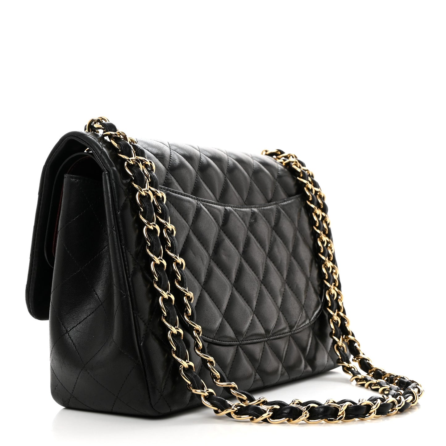 Lambskin Quilted Jumbo Double Flap Black