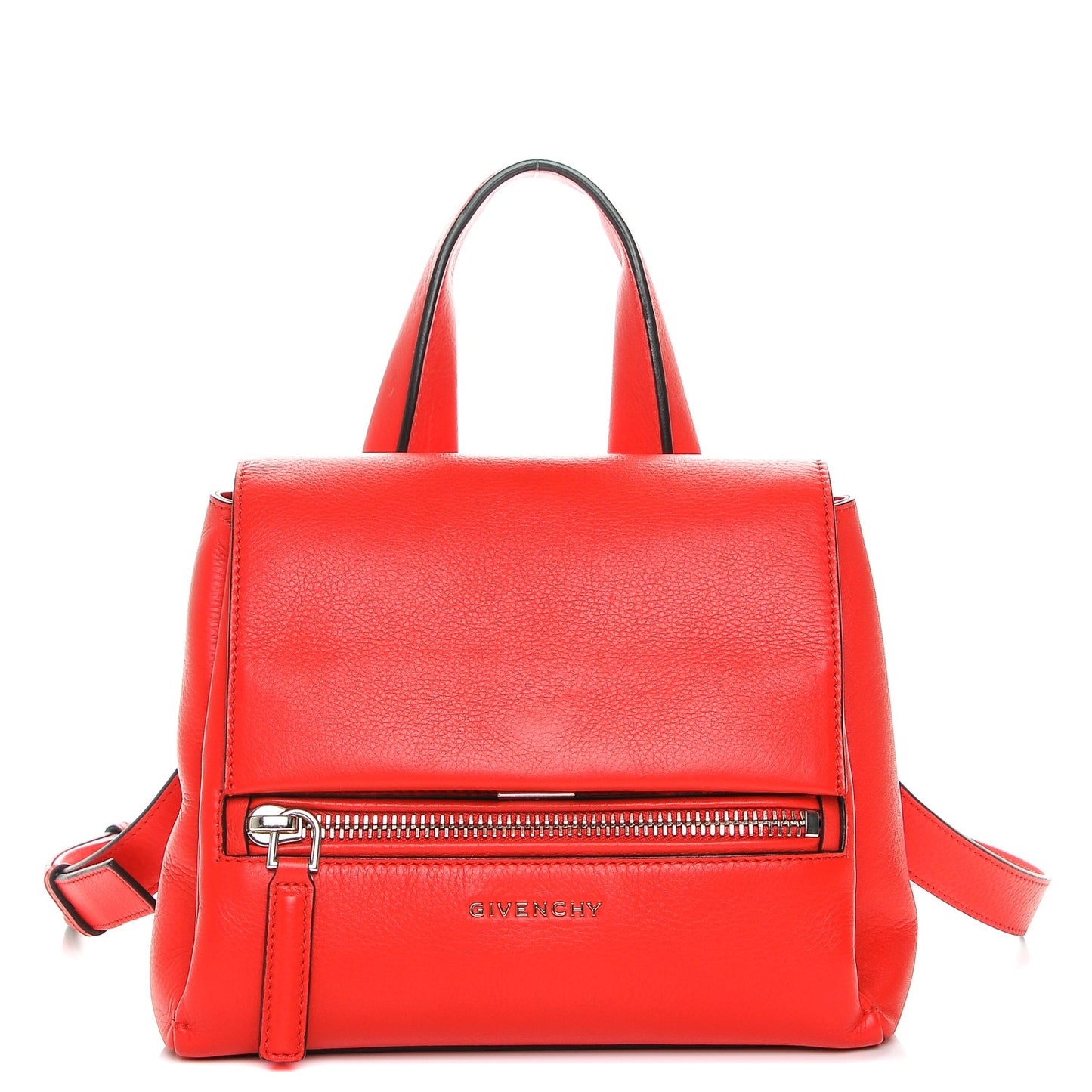 Waxy Grained Calfskin Mini Pandora Pure Flap Bag Red