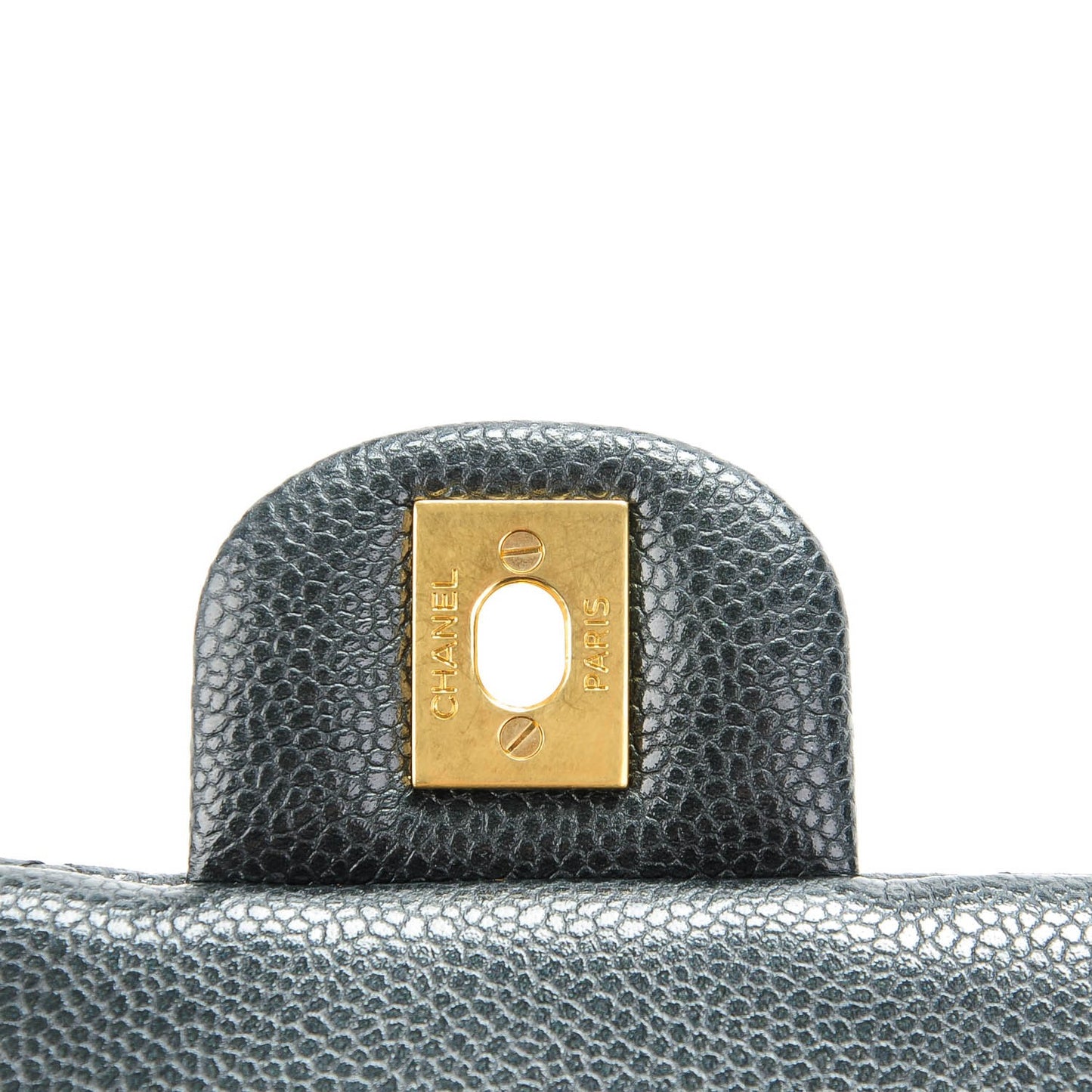 Caviar Quilted Clutch With Chain Flap Black