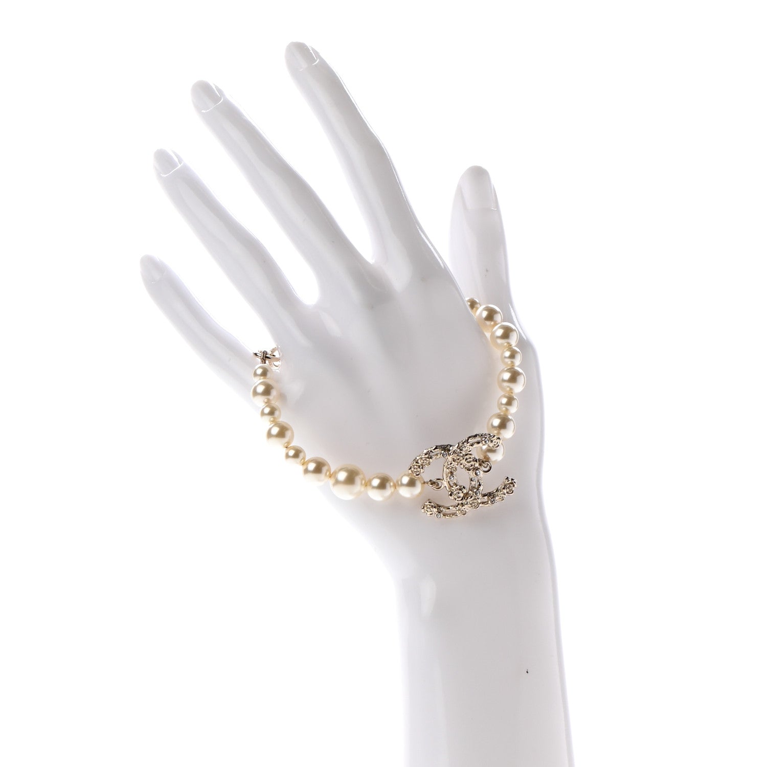 Chanel Pearl Crystal CC Bracelet Gold 2 of 5