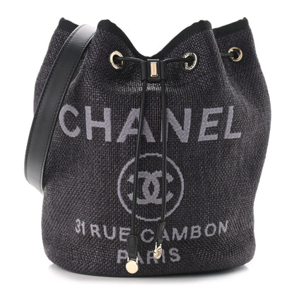 Chanel Mixed Fibers Deauville Drawstring Bag Black 1 of 10