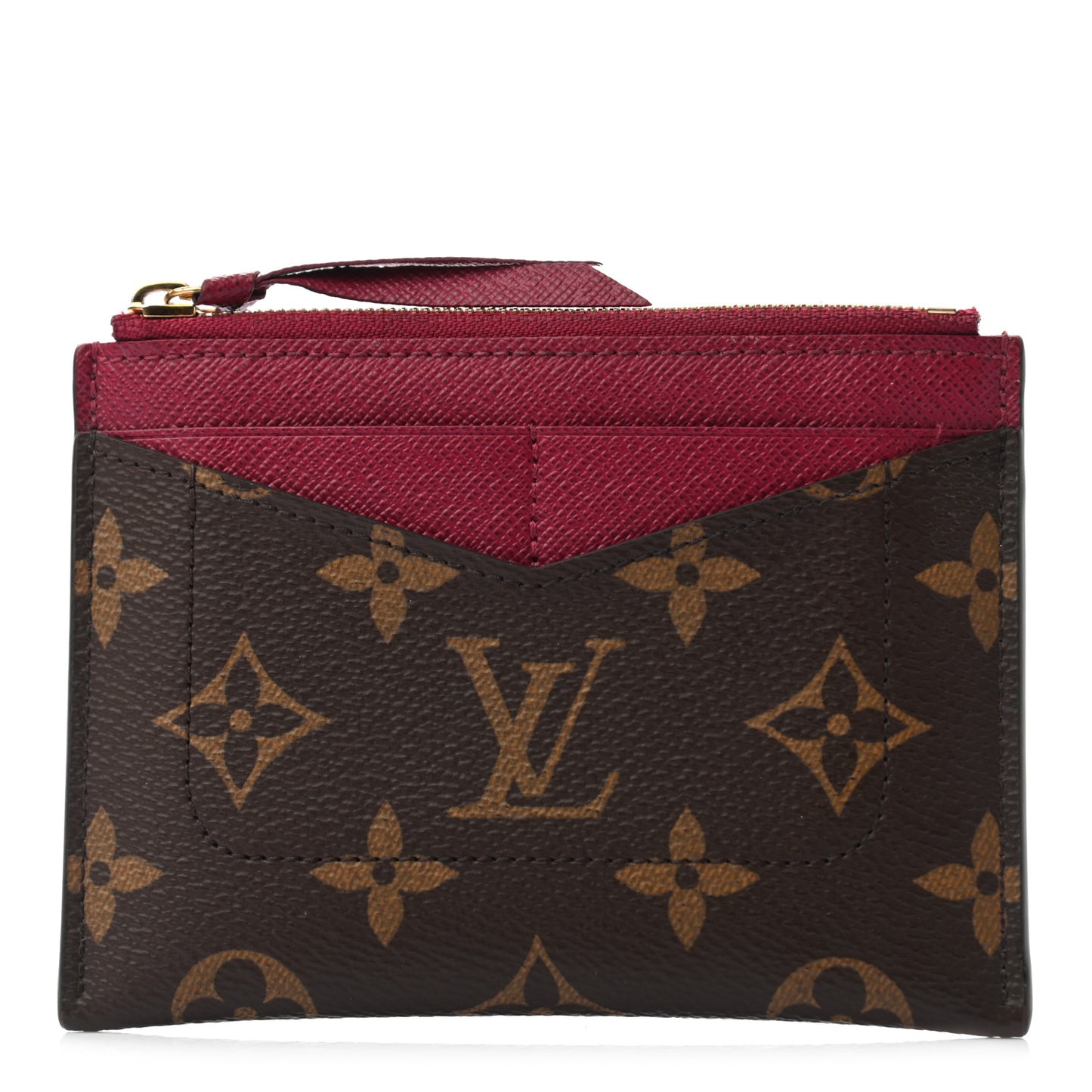 Monogram Zipped Card Holder Fuchsia