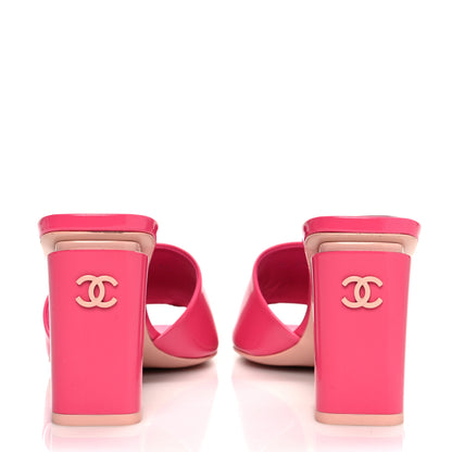 Chanel Patent CC Mules 38.5 Dark Pink Light Pink 5 of 9