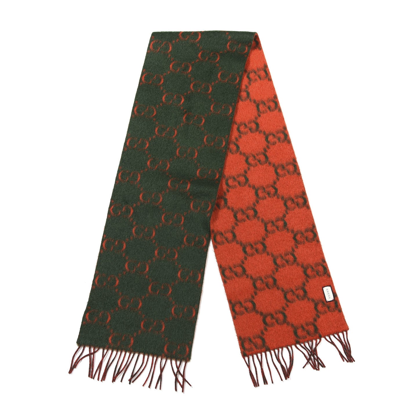 Wool Alpaca GG Monogram Big GG Rock Scarf Green Red