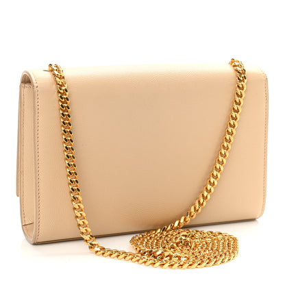 Saint Laurent Grain De Poudre Small Monogram Kate Satchel Dark Beige 3 of 11