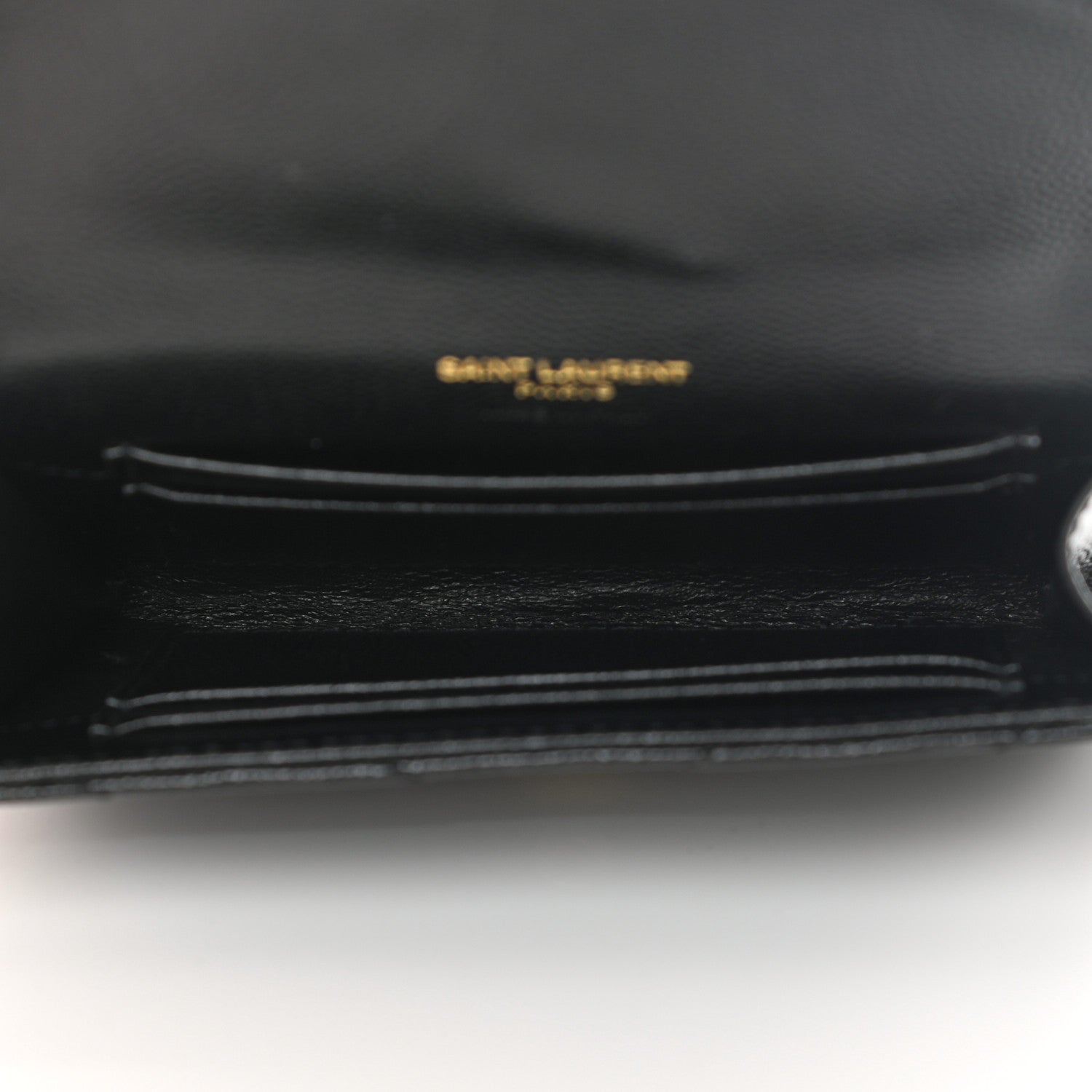Saint Laurent Grain De Poudre Matelasse Chevron Small Monogram Envelope Wallet Black 5 of 8