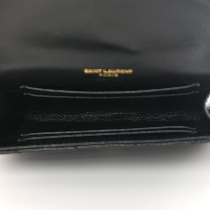 Saint Laurent Grain De Poudre Matelasse Chevron Small Monogram Envelope Wallet Black 5 of 8