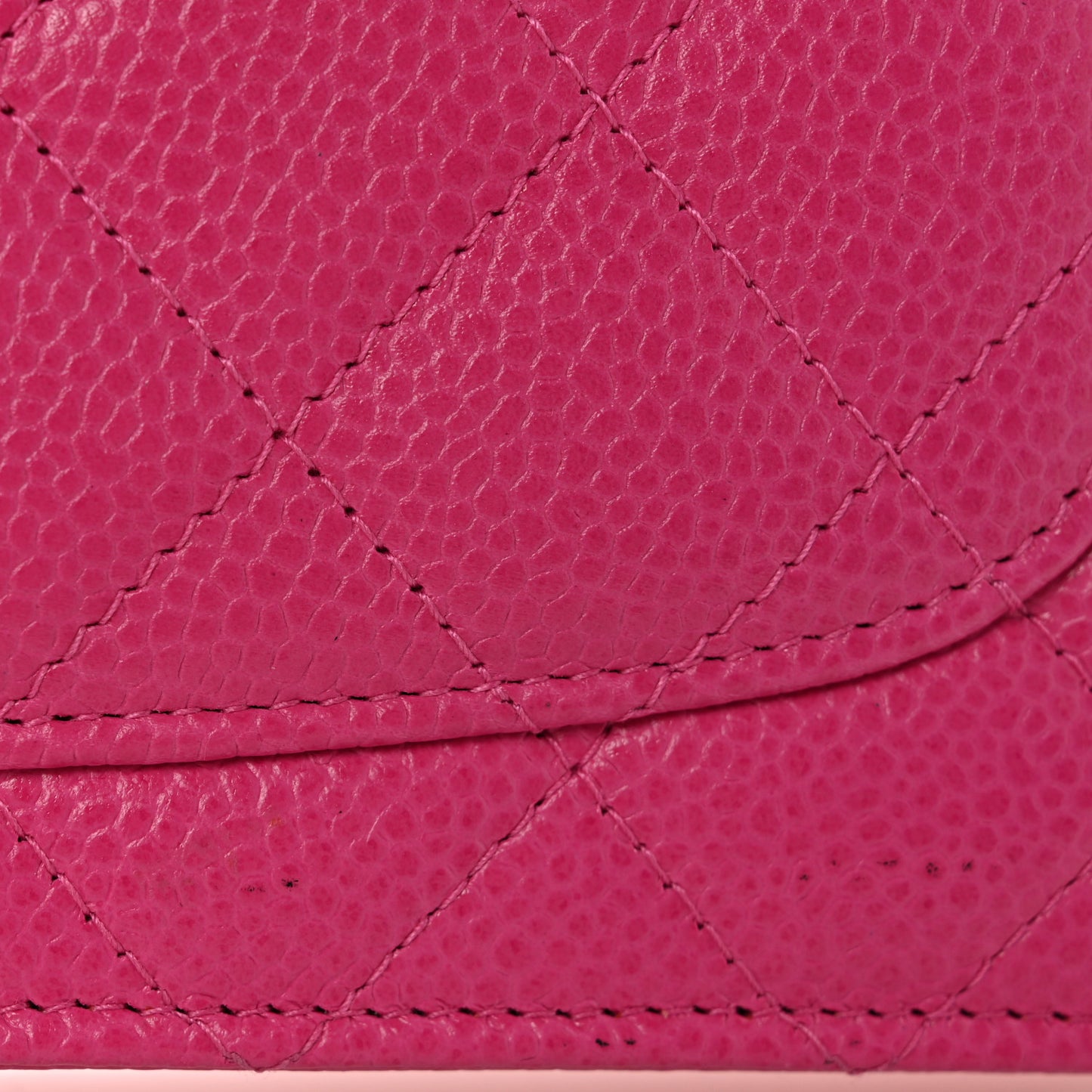 Caviar Enamel Quilted Wallet On Chain WOC Pink