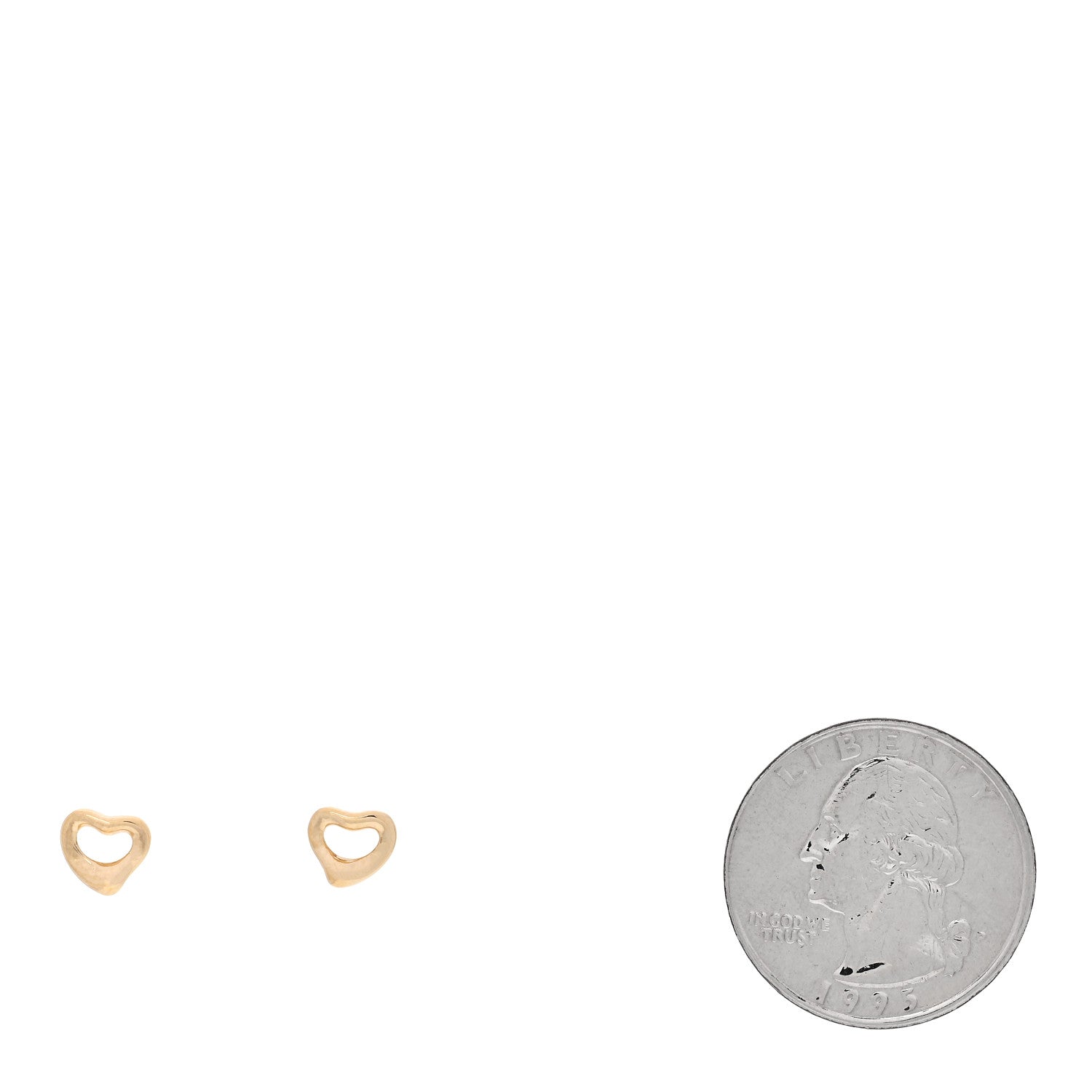 Tiffany 18K Yellow Gold 7mm Elsa Peretti Open Heart Earrings 2 of 5