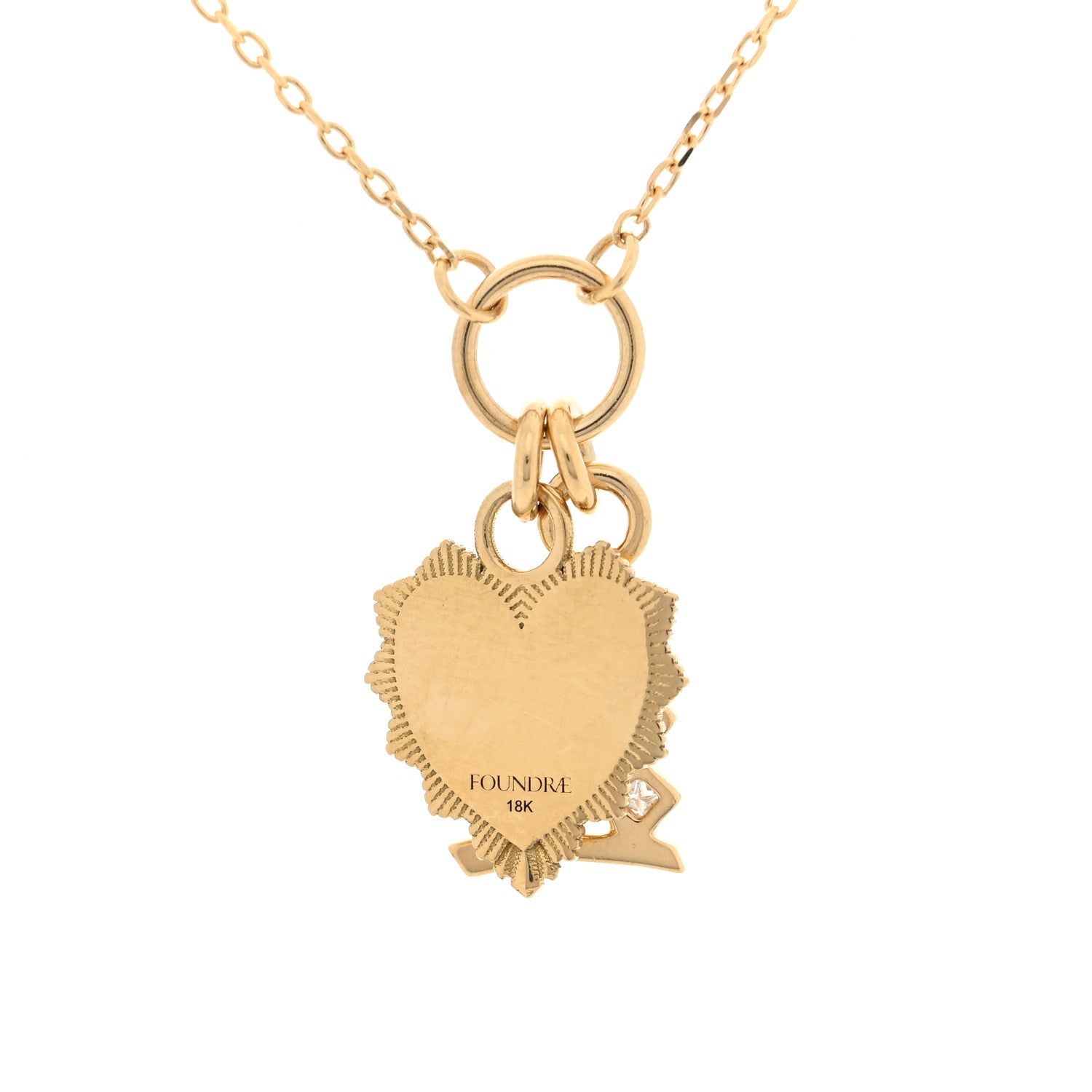 Foundrae 18K Yellow Gold Diamond True Love Reflection Initial L Drop Pendant Necklace 4 of 5