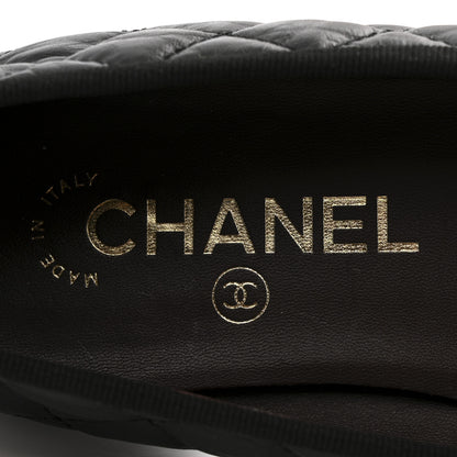 Chanel Aged Calfskin Quilted CC Cap Toe Ballerina Flats 37 Black 7 of 12