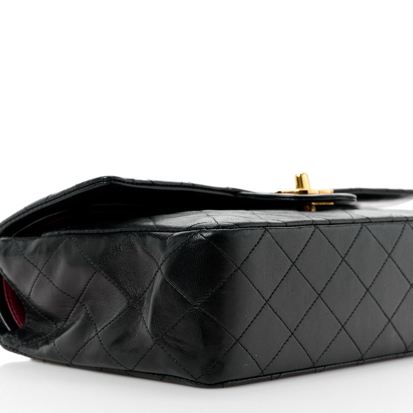 Lambskin Quilted Medium Double Flap Black