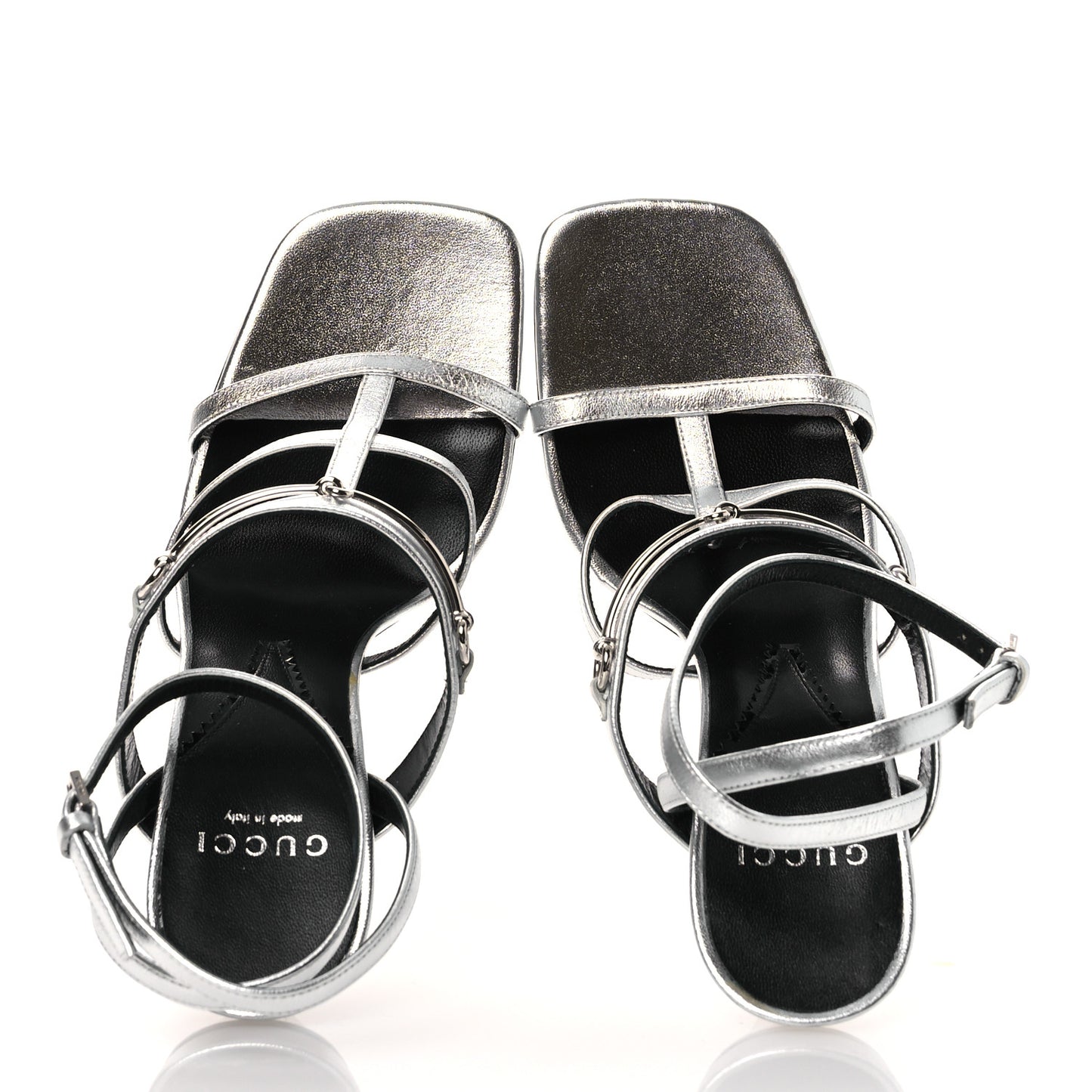 Nappa Silk High Heel Sandals 37.5 Argento