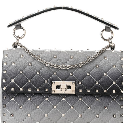 Valentino Garavani Grained Calfskin Ombre Medium Rockstud Spike Shoulder Bag Grey 7 of 11