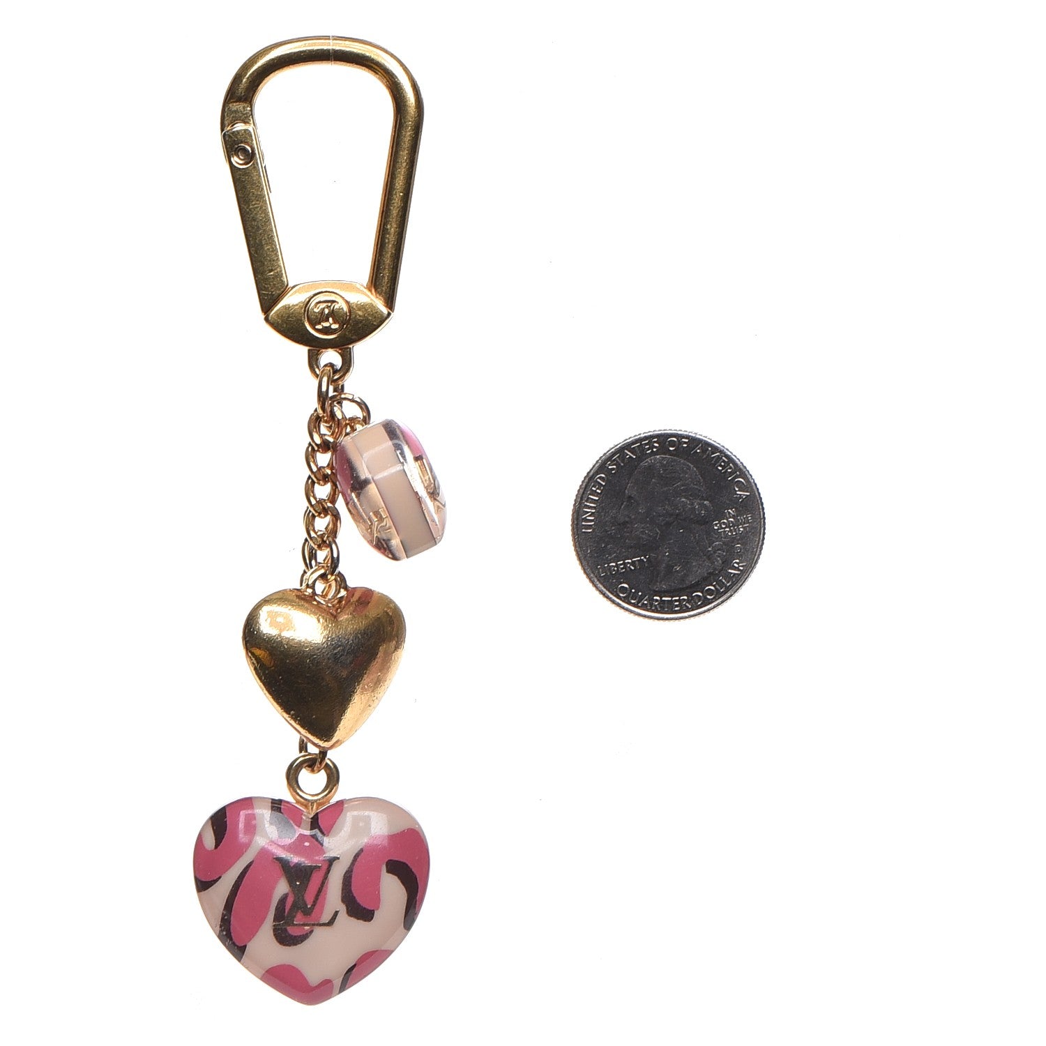 Louis Vuitton Leopard Heart Bag Charm Key Holder Blanc Corail 2 of 4