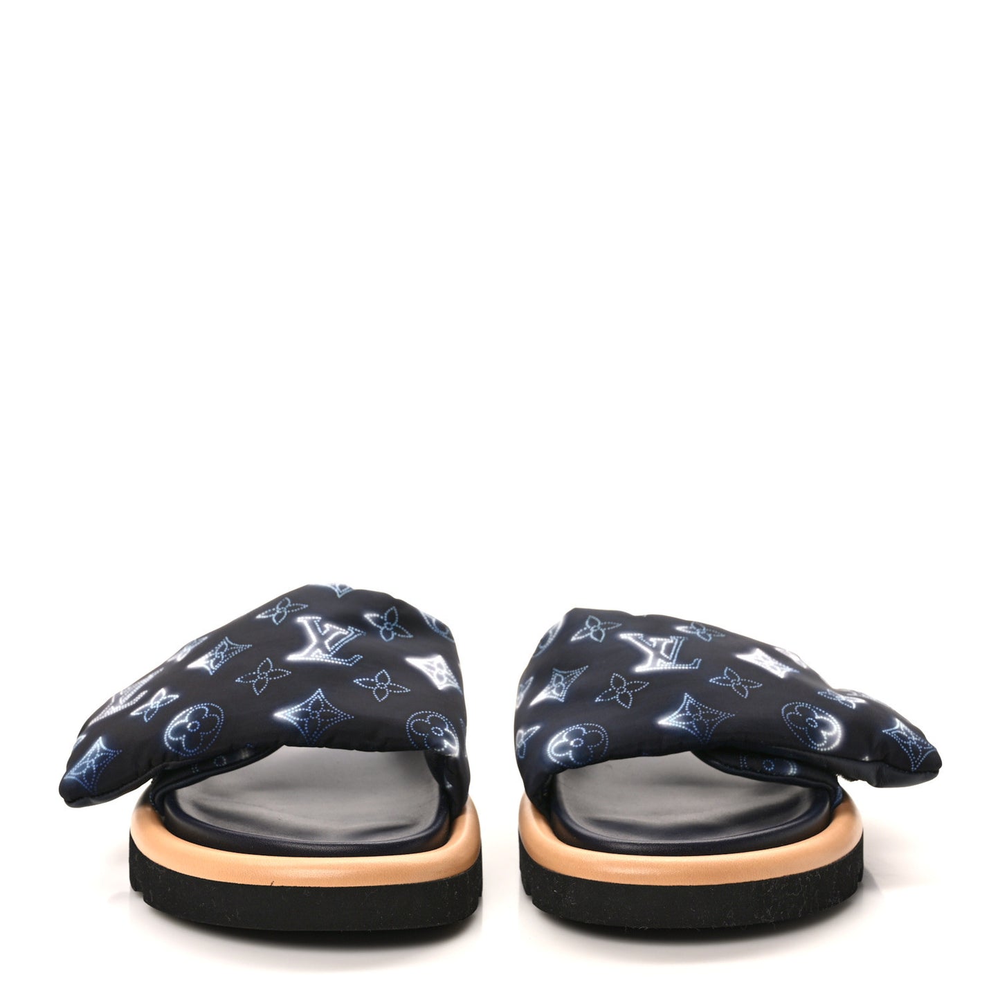 Nylon Monogram Womens Pool Pillow Comfort Mules 38 Navy Blue
