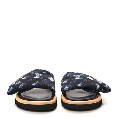 Louis Vuitton Nylon Monogram Womens Pool Pillow Comfort Mules 38 Navy Blue 2 of 8