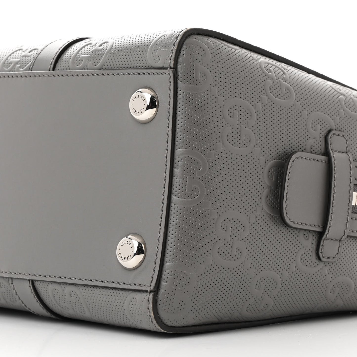 Calfskin GG Tennis Embossed Tote Bag Dusty Grey