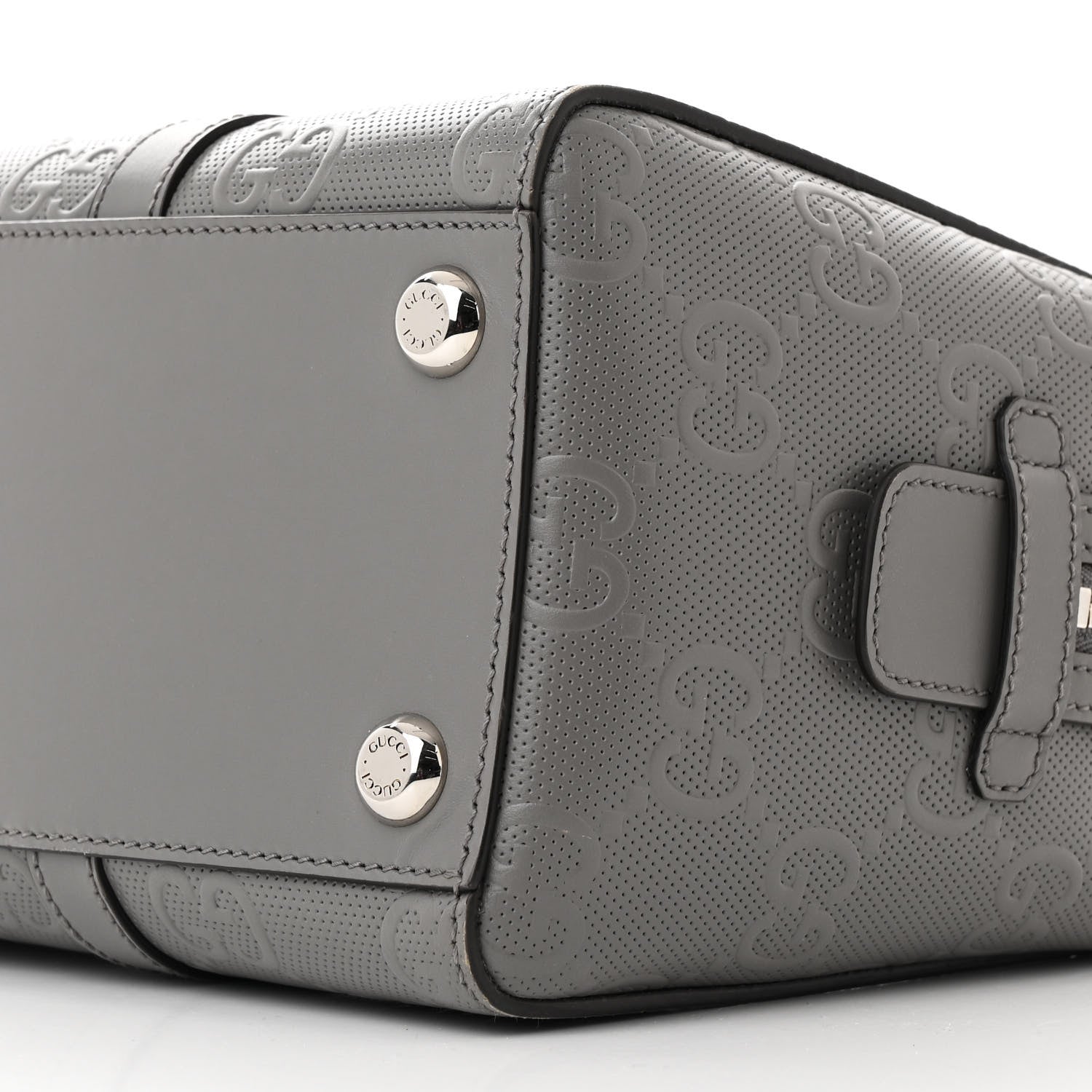 Gucci Calfskin GG Tennis Embossed Tote Bag Dusty Grey 10 of 12