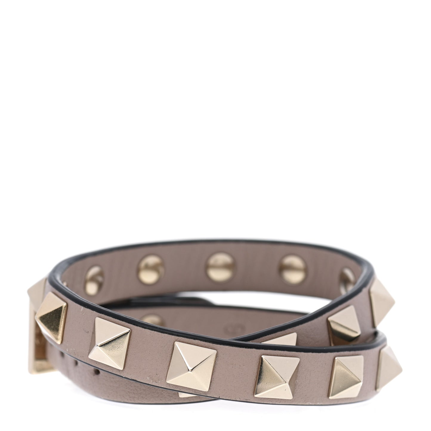 Vitello Rockstud Double Wrap Bracelet Poudre