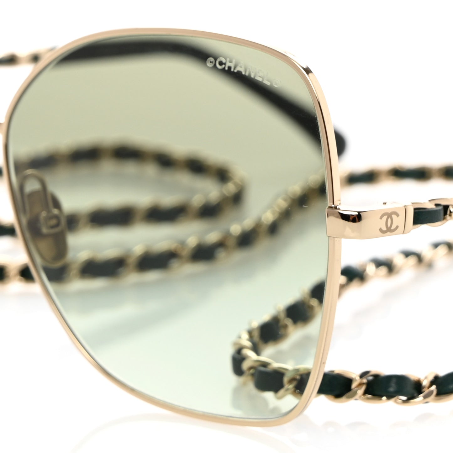 Metal Square Frame Chain Sunglasses 4274-Q Green