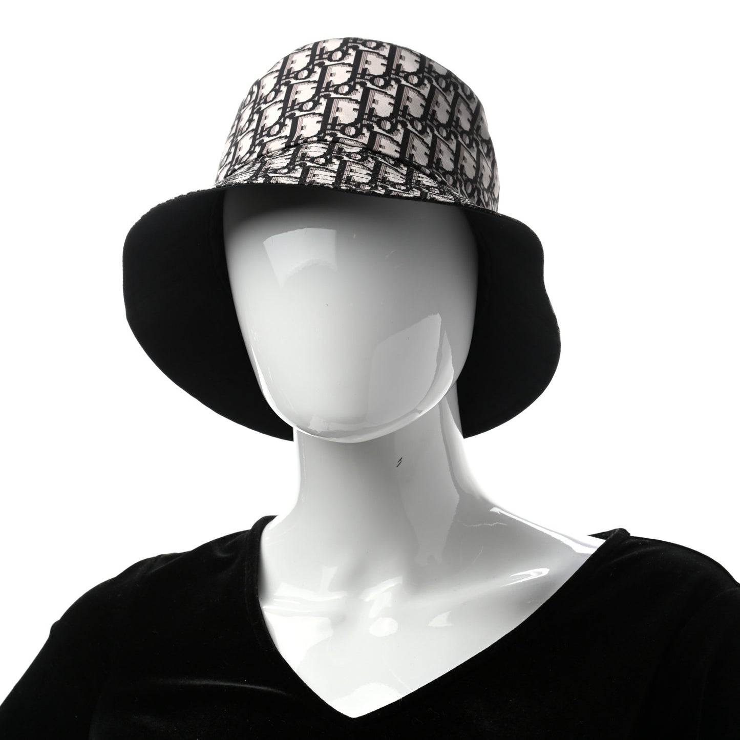 Polyester Cotton Oblique Teddy-D Brim Bucket Hat 57 Black