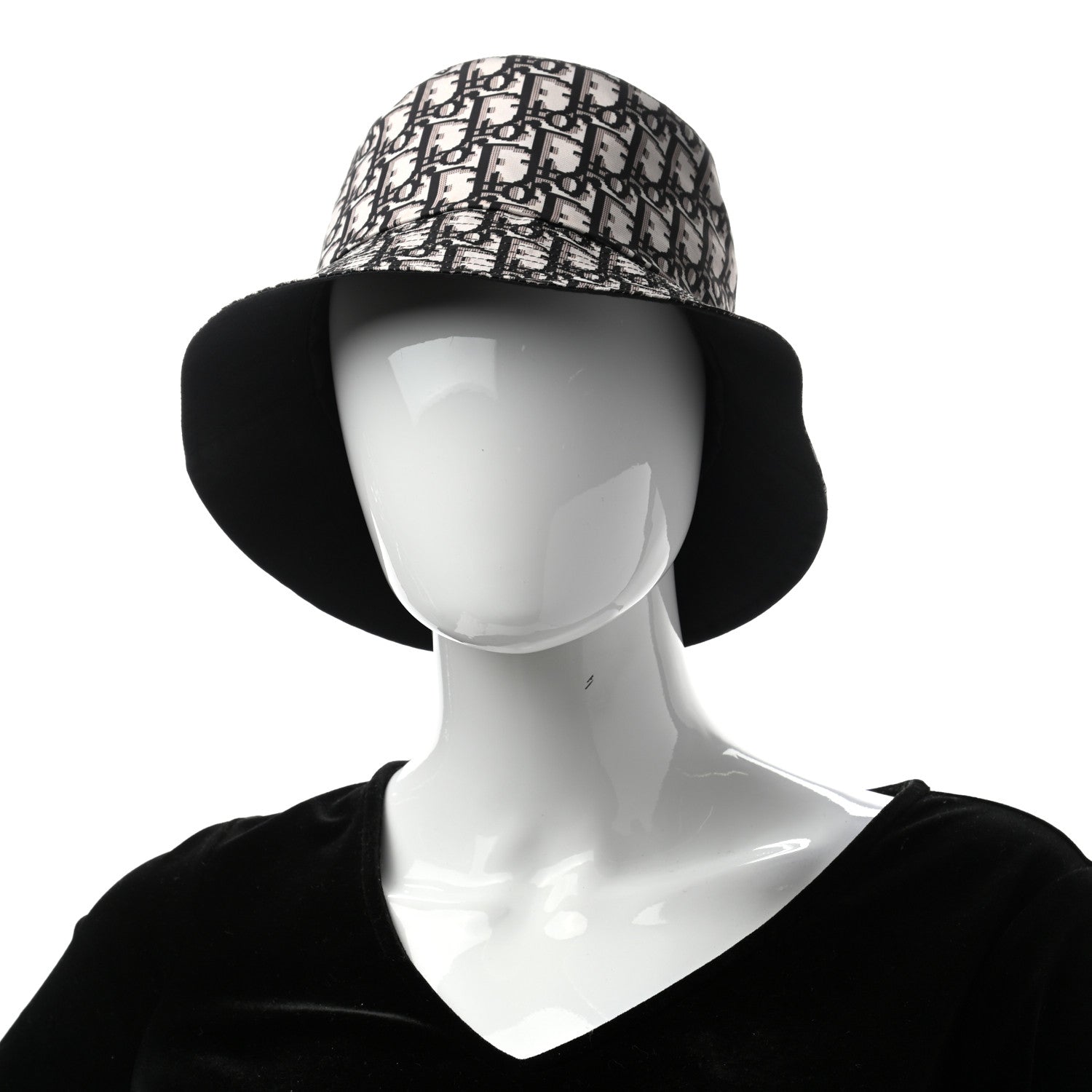Christian Dior Polyester Cotton Oblique Teddy-D Brim Bucket Hat 57 Black 16 of 23