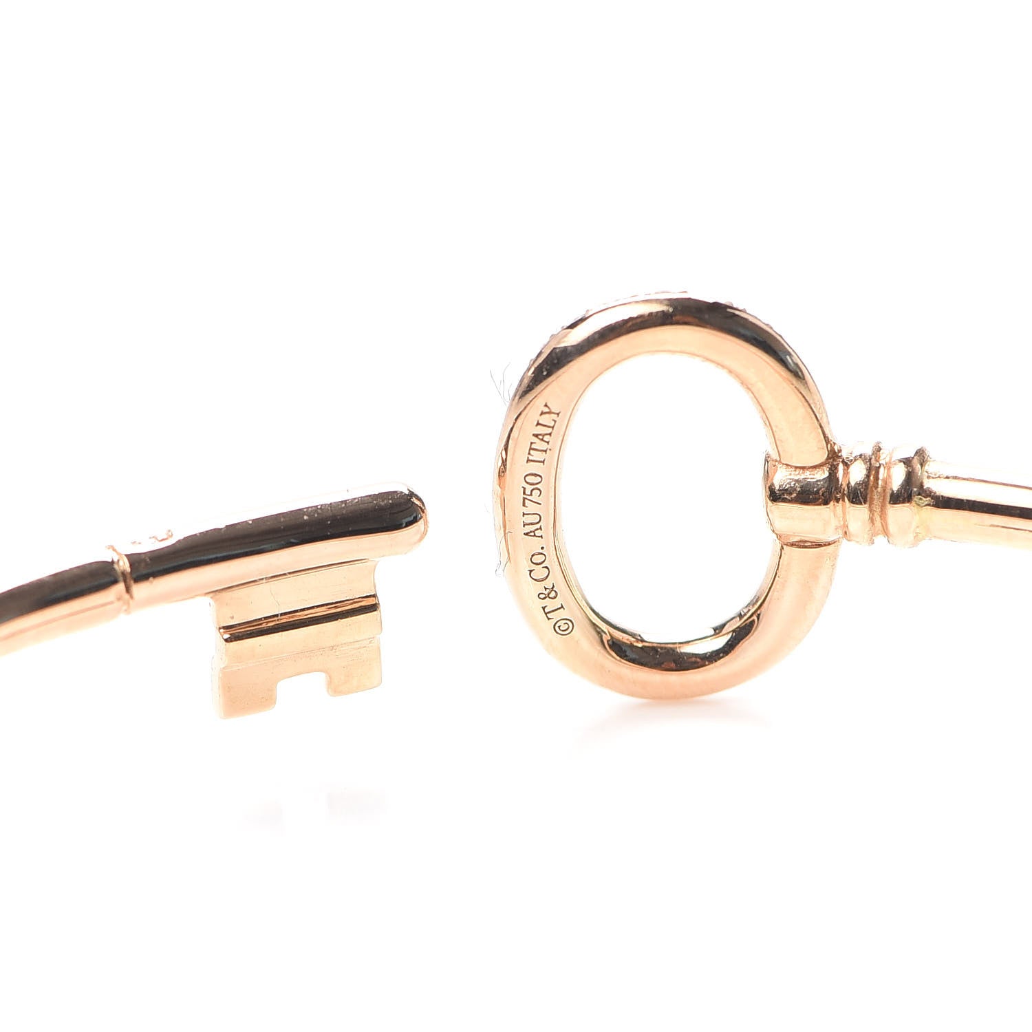 Tiffany 18K Rose Gold Diamond Keys Wire Bracelet 4 of 5