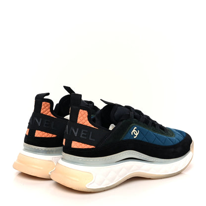 Chanel Velvet Calfskin Mixed Fibers Mens CC Sneakers 44 Blue Green 4 of 8