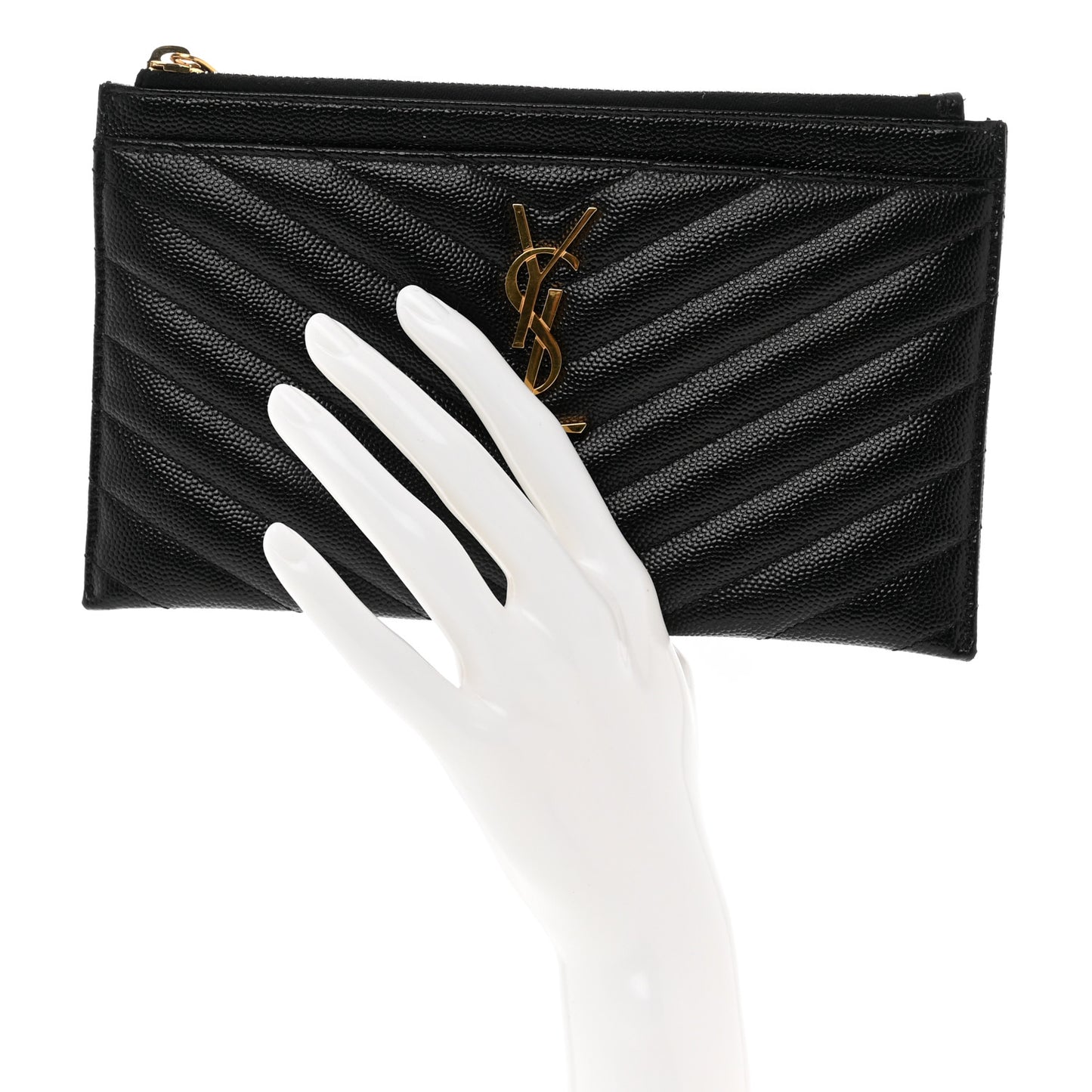 Grain De Poudre Chevron Monogram Bill Pouch Black