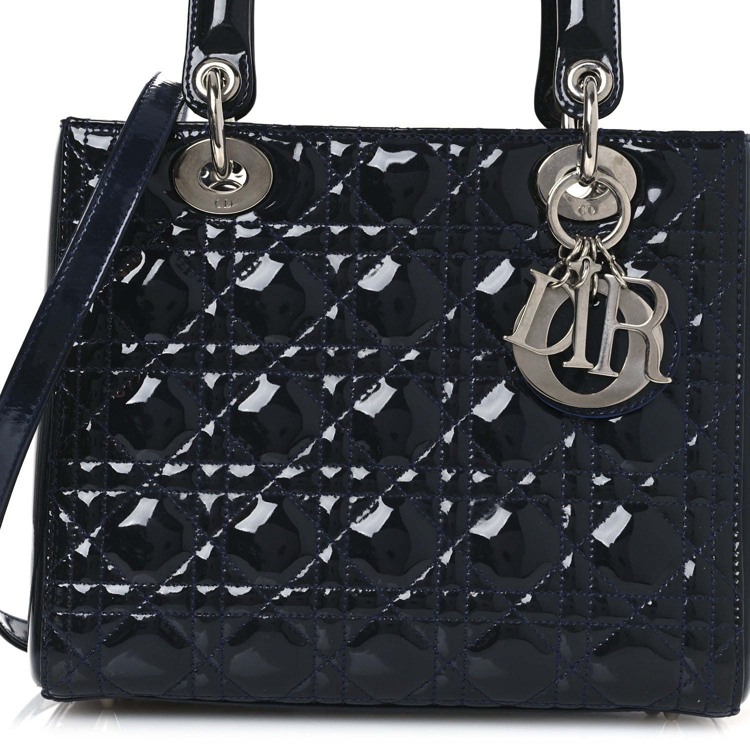 Christian Dior Patent Cannage Medium Lady Dior Navy Blue 8 of 13