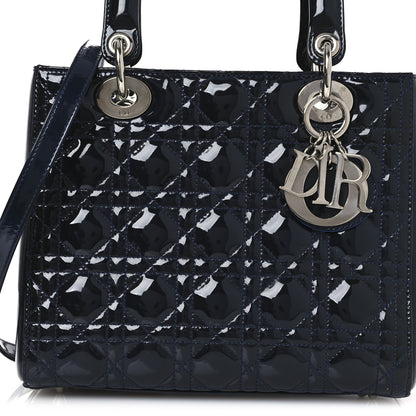 Christian Dior Patent Cannage Medium Lady Dior Navy Blue 8 of 13