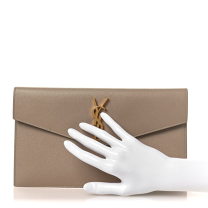 Saint Laurent Grain De Poudre Uptown Pouch Dark Beige 2 of 9