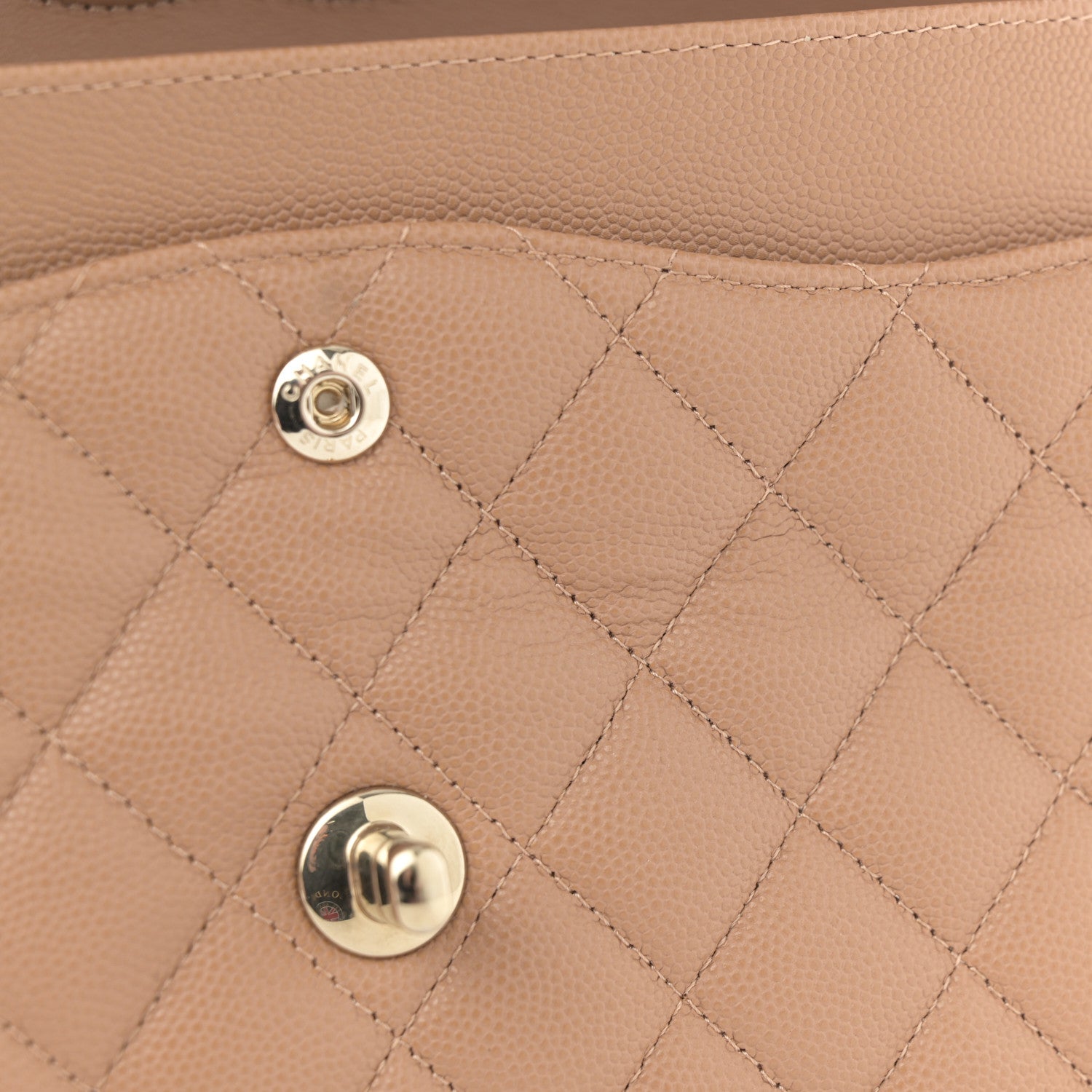 Chanel Caviar Quilted Medium Double Flap Dark Beige 11 of 12