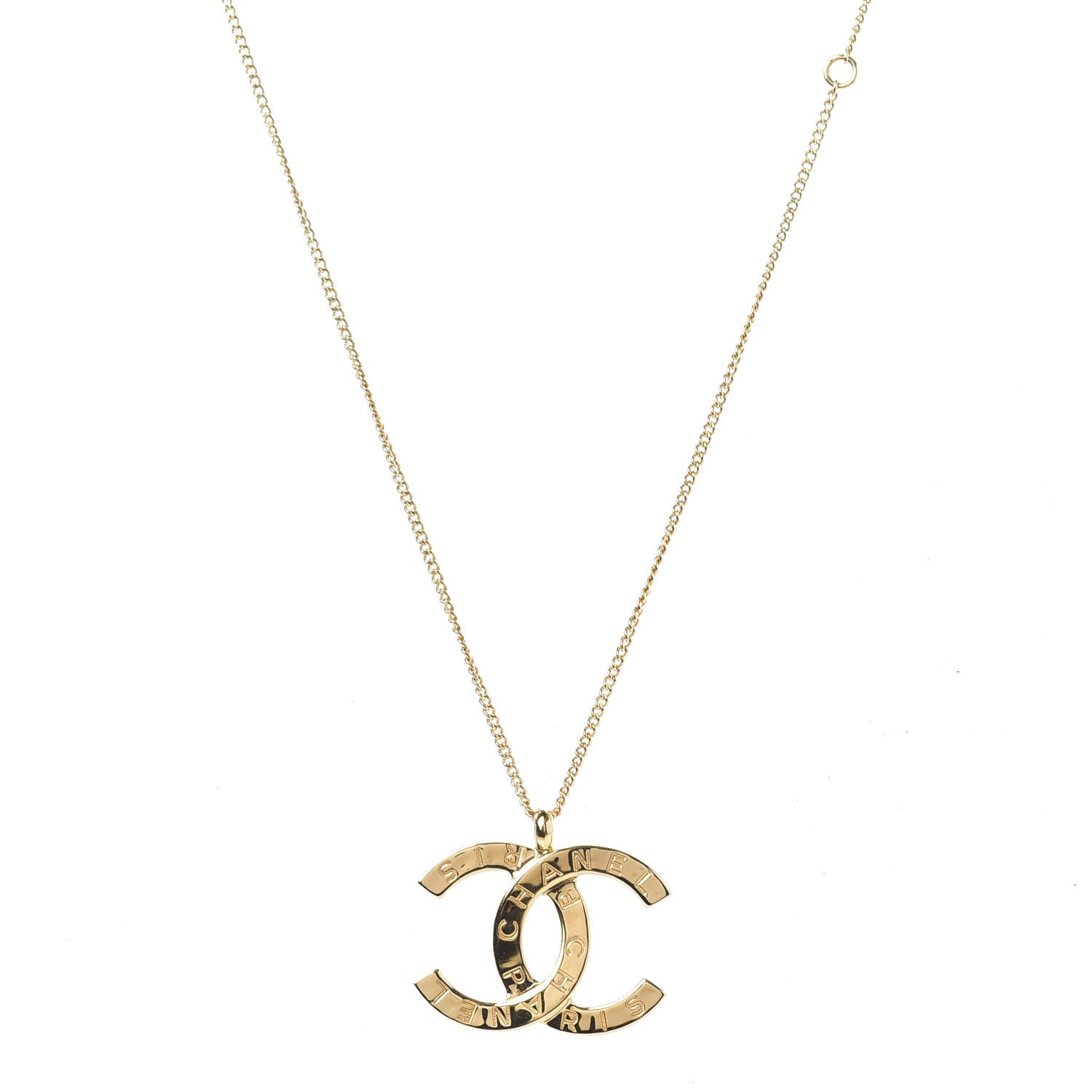 Chanel Metal CC Paris Button Necklace Gold 1 of 4