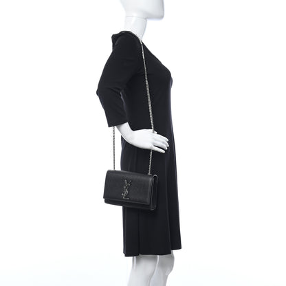 Saint Laurent Grain De Poudre Small Monogram Kate Satchel Black 2 of 10