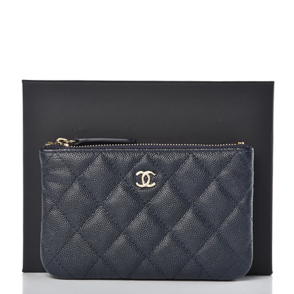 Chanel Metallic Caviar Quilted Small Cosmetic Case Dark Blue 8 of 8