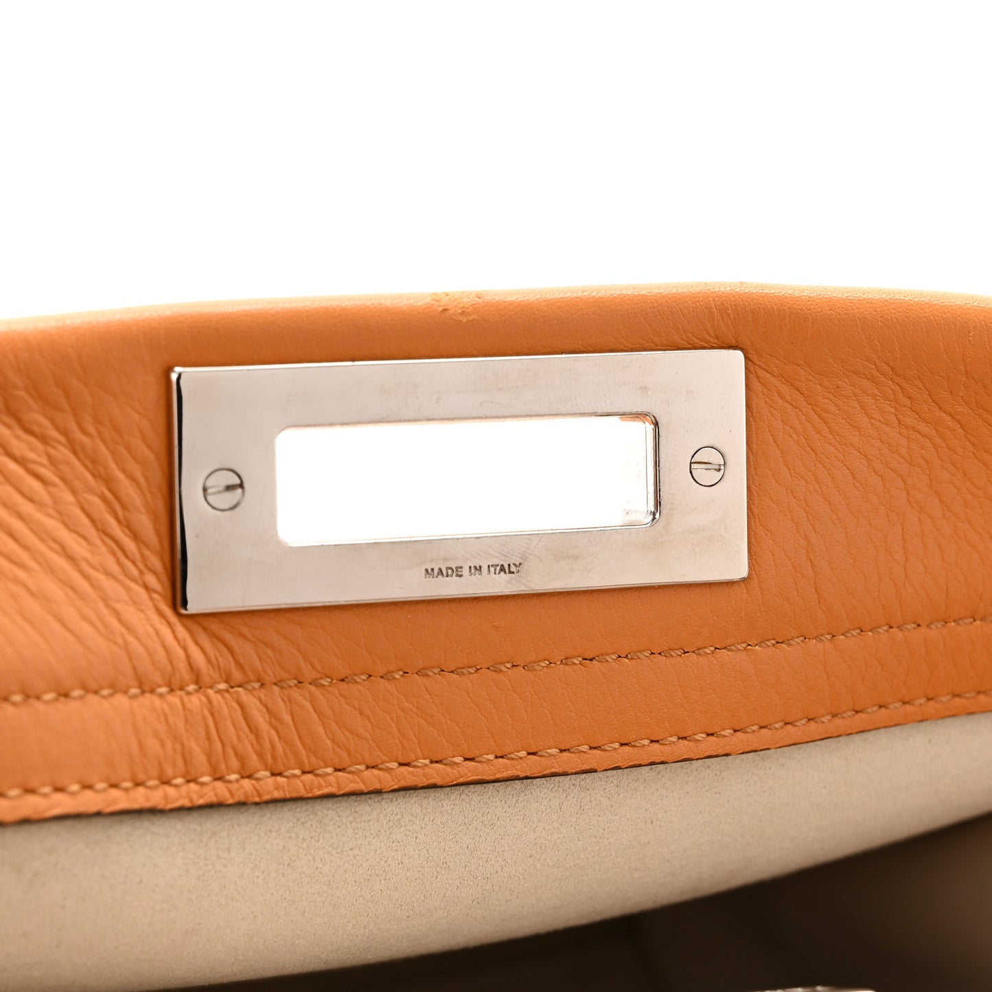 Vitello Seta Shiny Nappa Plexiglass Granite Medium Peekaboo Iconic Satchel Ginger Latte