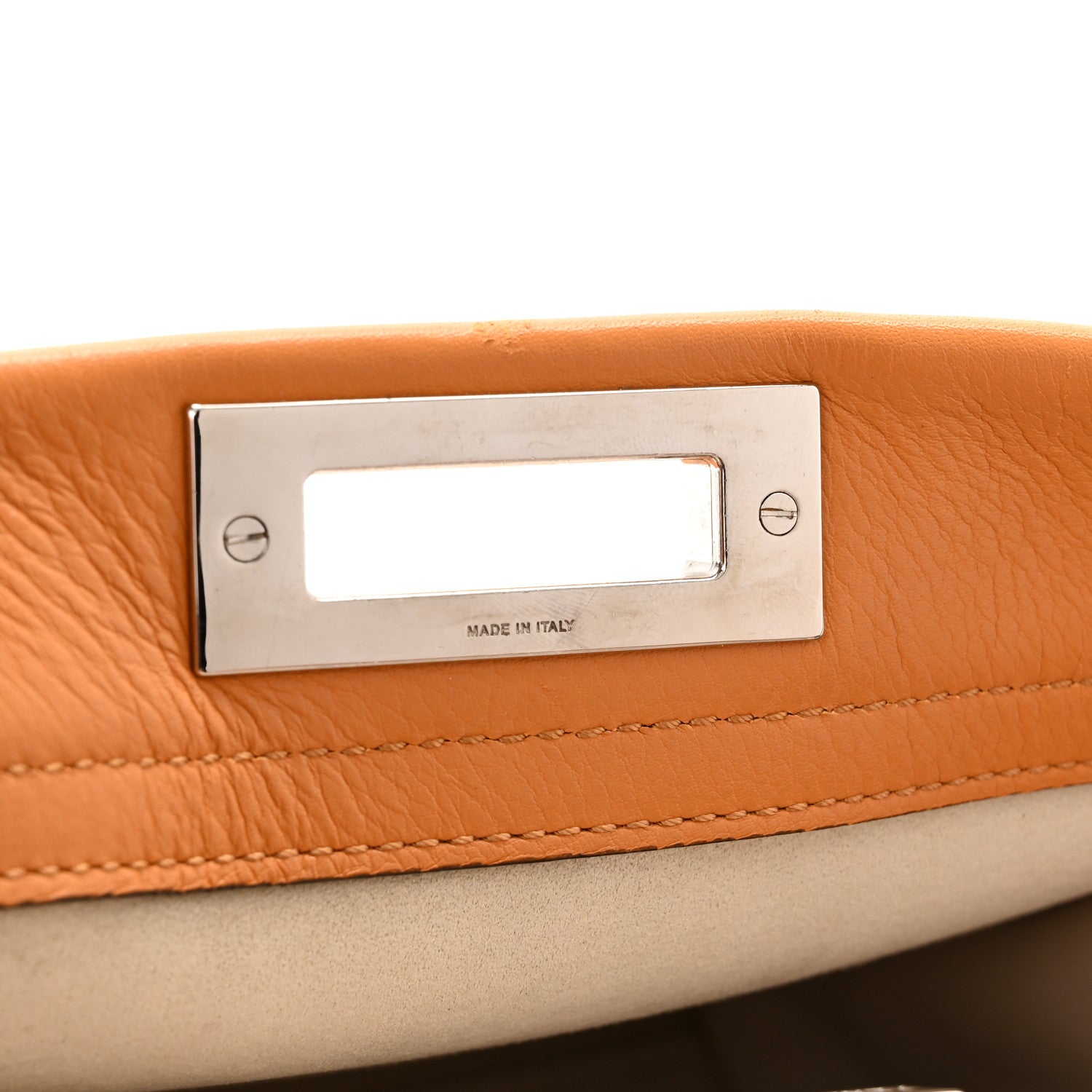 Fendi Vitello Seta Shiny Nappa Plexiglass Granite Medium Peekaboo Iconic Satchel Ginger Latte 7 of 11