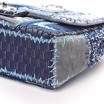 Chanel Denim Tweed Patchwork Jumbo Single Flap Blue 12 of 13
