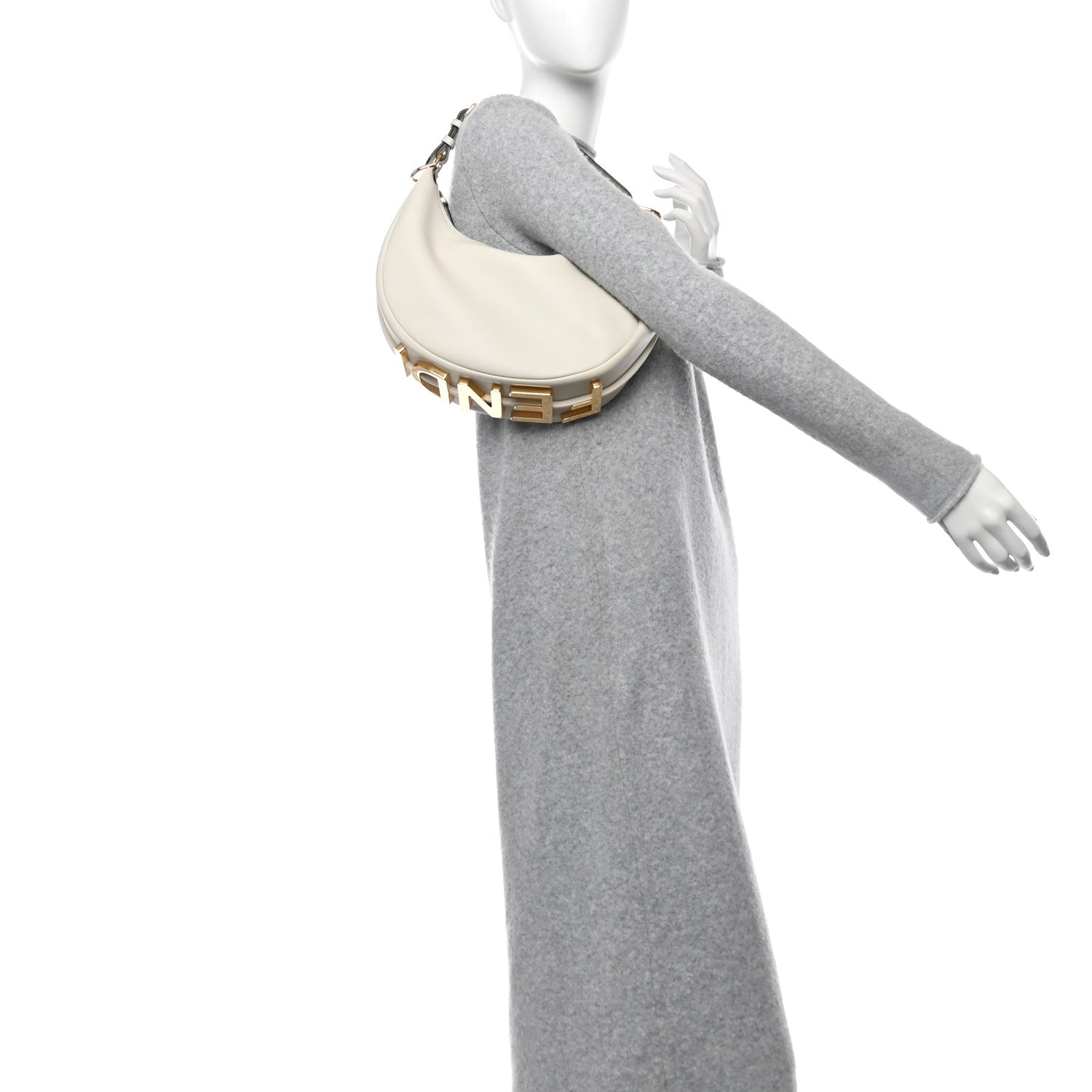 Fendi Vitello Grace Matte Small Fendigraphy Hobo Bag White Ice 2 of 11