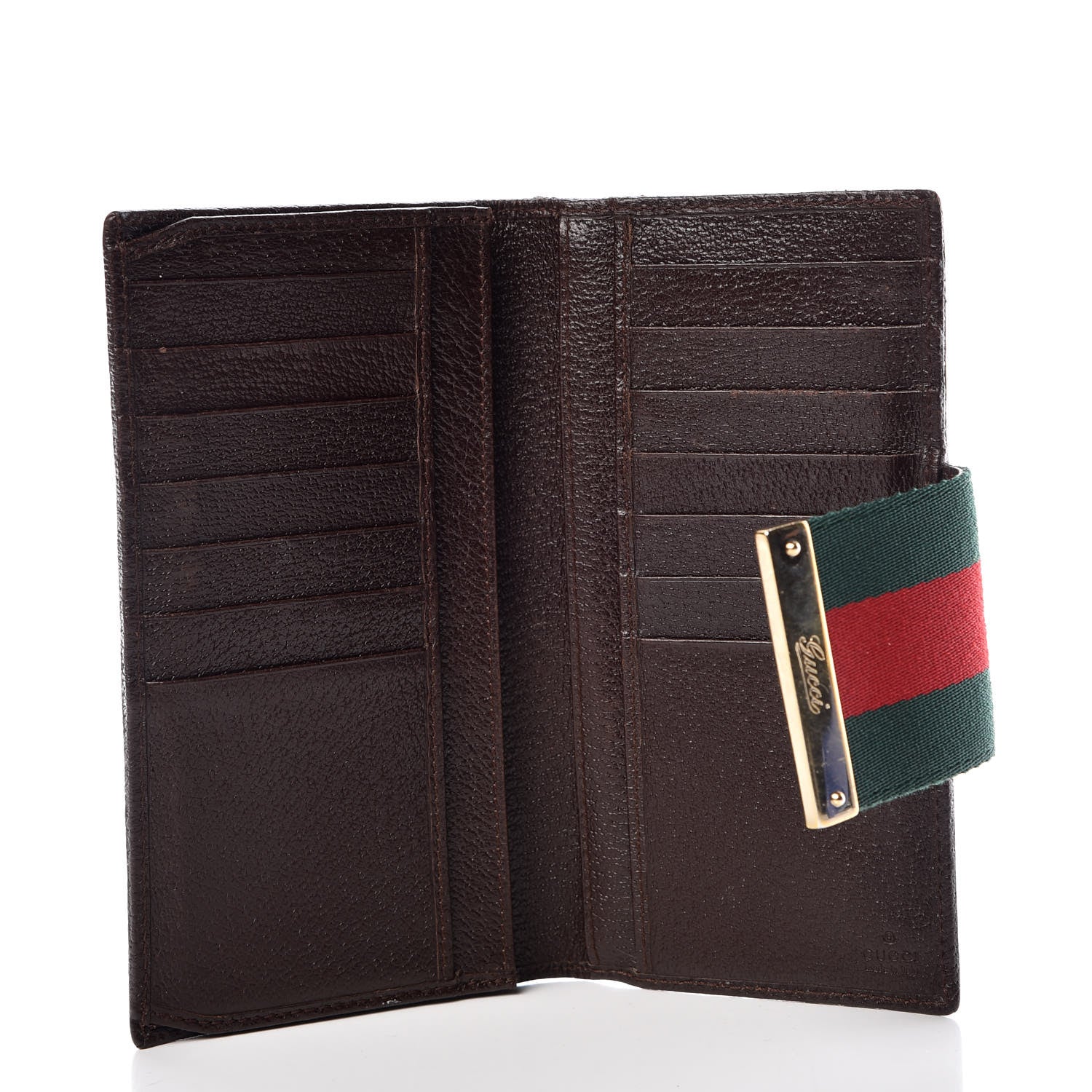 Gucci Monogram Calfskin Ladies Web Continental Wallet Beige Ebony Cocoa 7 of 12