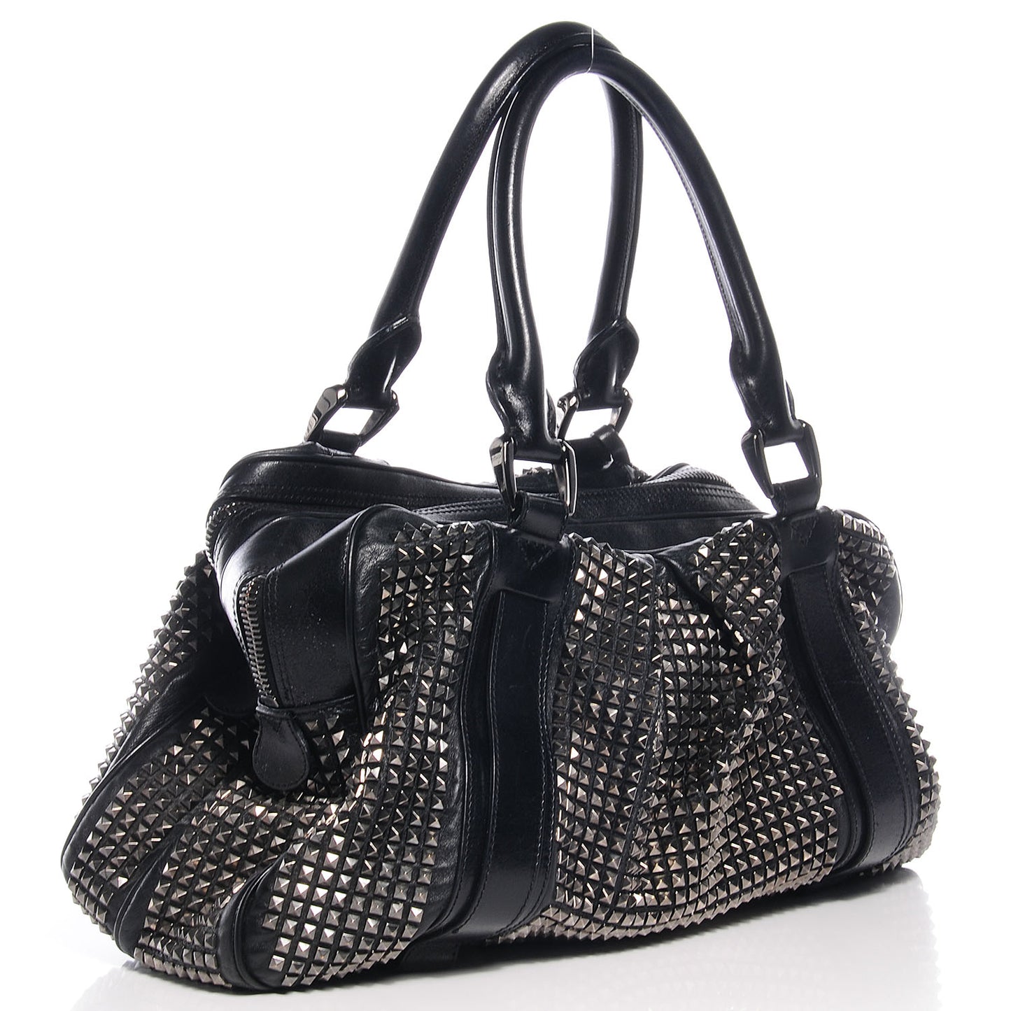 Prorsum Calfskin Studded Knight Satchel Black