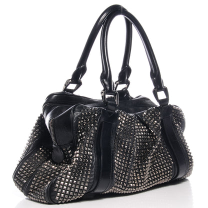 Burberry Prorsum Calfskin Studded Knight Satchel Black 3 of 9